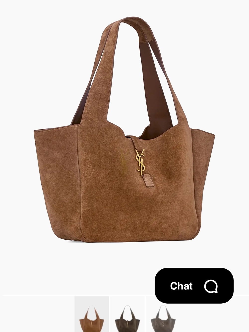 Saint Laurent Brown Suede Tote with Gold YSL Emblem - Picture 3 of 16